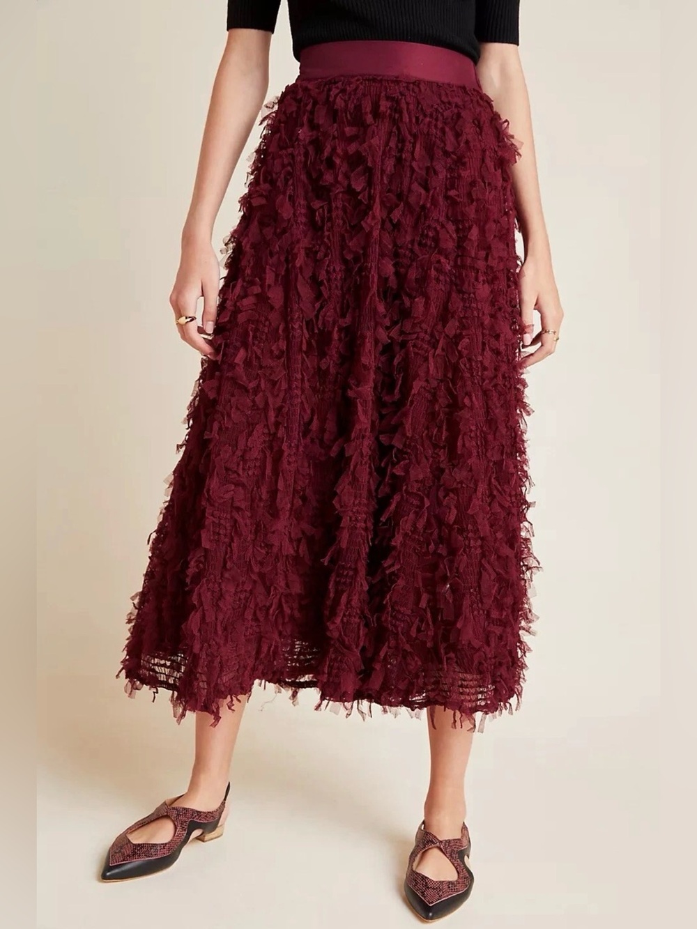 Anthropologie Rhapsody Textured Maxi Skirt